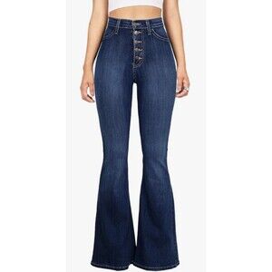 Vibrant M.I.U. Denim Jeans Junior's 13 High Waisted Button Fly Bell Bottom (D02)